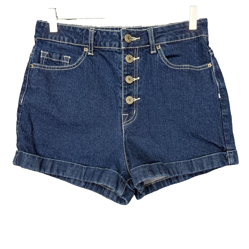 BDG Shorts Womens 29 Blue Denim Super High Rise Foxy Button‎ Fly Dark Wash Boho